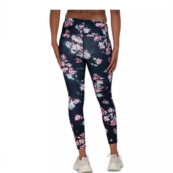 Gaiam Om Hiri Salutation High Waist Black Floral 7/8 Pockets Leggings Women XL - Picture 9 of 15